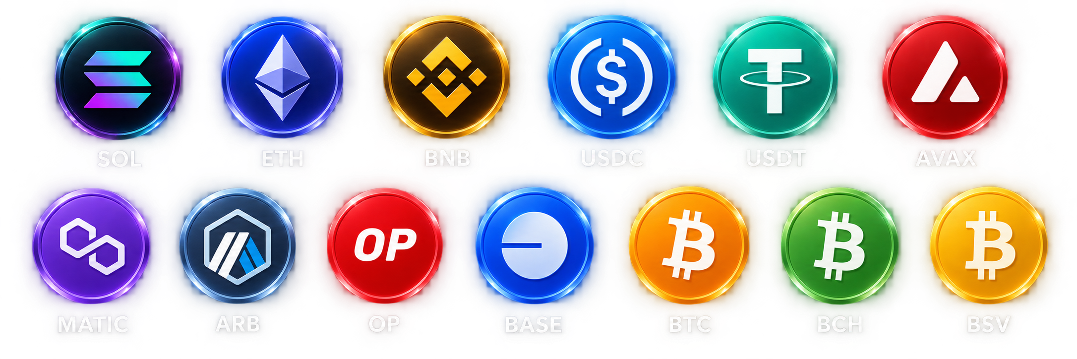 Approved crypto ticker set for supported assets
